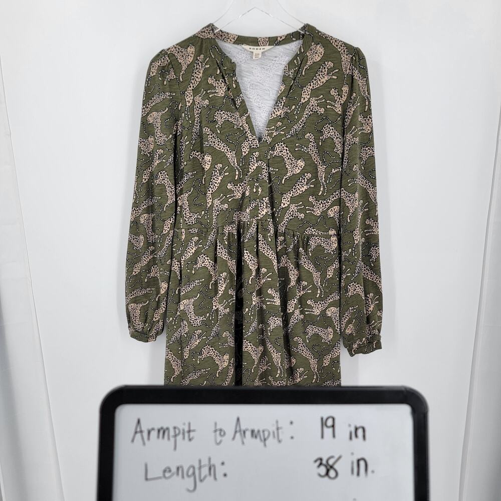 Boden Dress Womens 10 Green Leopard Print Naomi Relaxed Jersey Knit Pockets - Picture 10 of 11